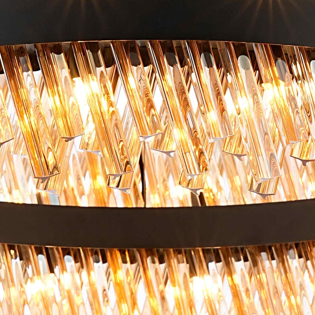 NL9504BL/AM9 Kaffer 32 Light Round Pendant Satin Black Amber