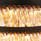 NL9504BL/AM9 Kaffer 32 Light Round Pendant Satin Black Amber