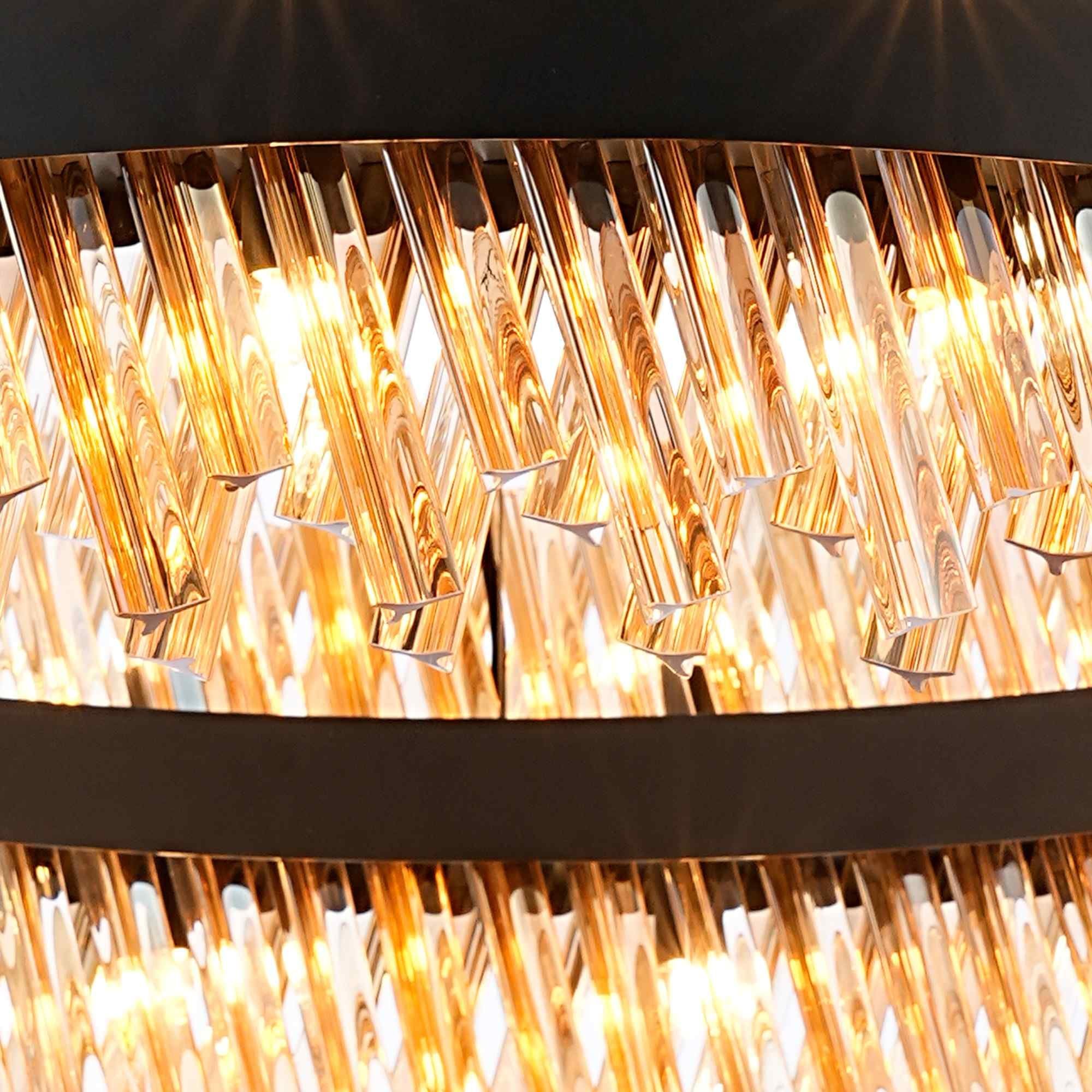 NL9504BL/AM9 Kaffer 32 Light Round Pendant Satin Black Amber