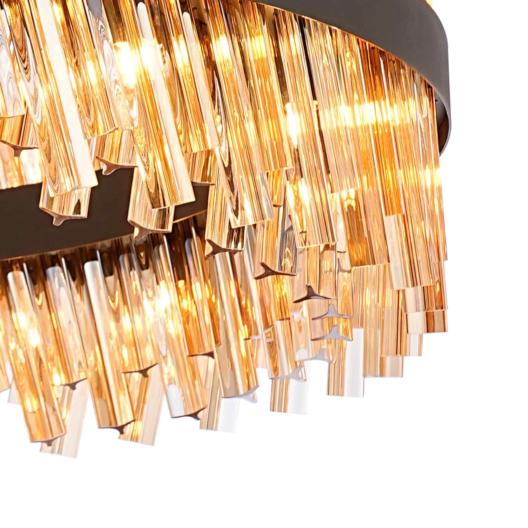 NL9504BL/AM9 Kaffer 32 Light Round Pendant Satin Black Amber