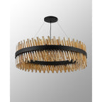 NL9504BL/AM9 Kaffer 32 Light Round Pendant Satin Black Amber