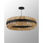 NL9504BL/AM9 Kaffer 32 Light Round Pendant Satin Black Amber