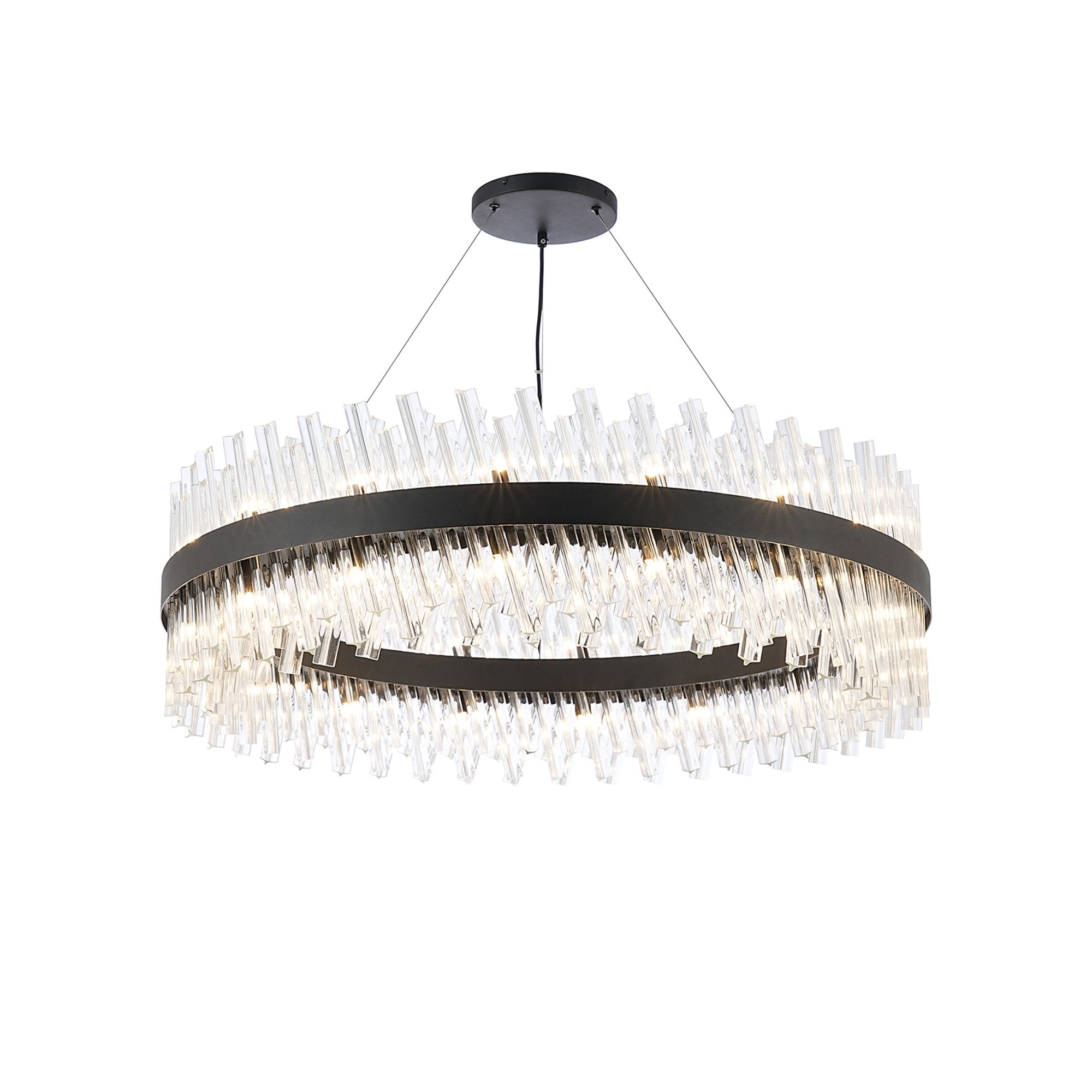 NL9504BL/CL9 Kaffer 32 Light Round Pendant Satin Black Clear