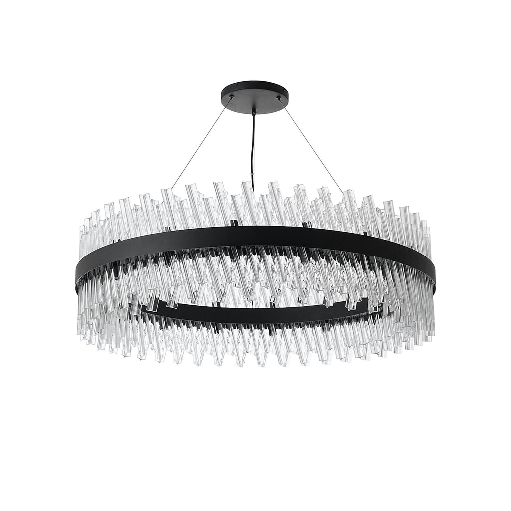 NL9504BL/CL9 Kaffer 32 Light Round Pendant Satin Black Clear