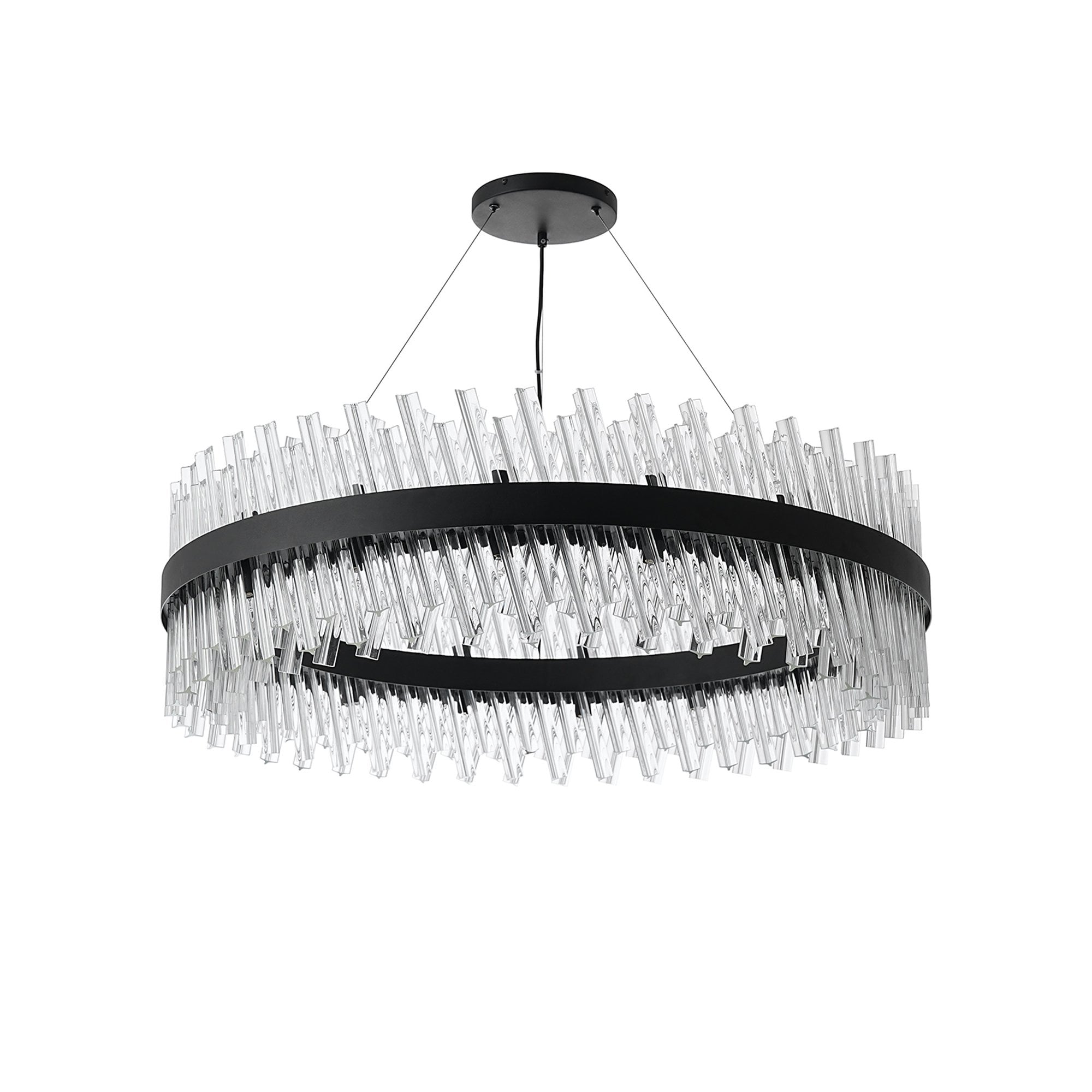 NL9504BL/CL9 Kaffer 32 Light Round Pendant Satin Black Clear
