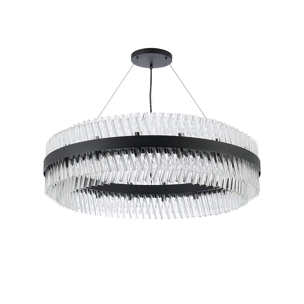 NL9504BL/CL9 Kaffer 32 Light Round Pendant Satin Black Clear