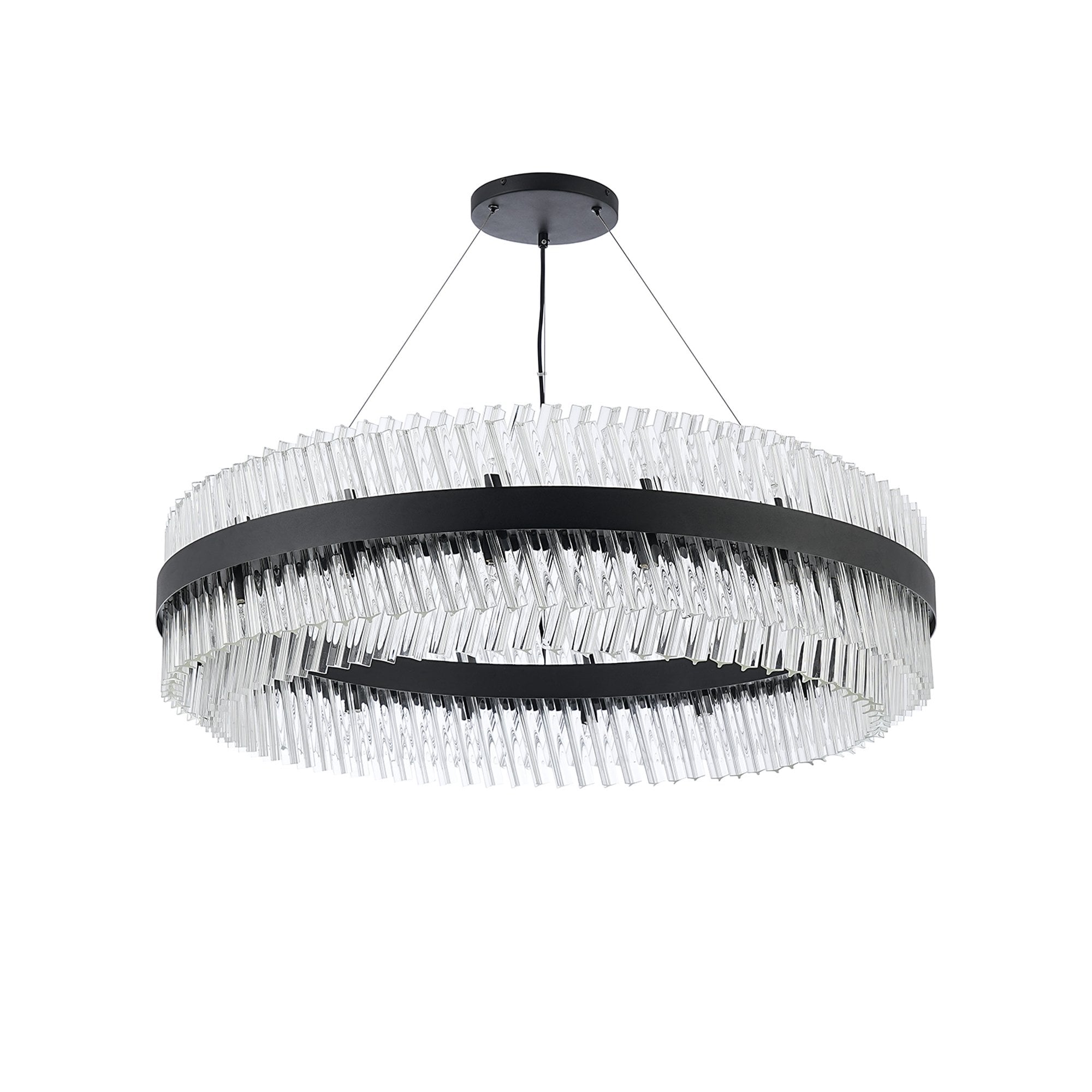 NL9504BL/CL9 Kaffer 32 Light Round Pendant Satin Black Clear
