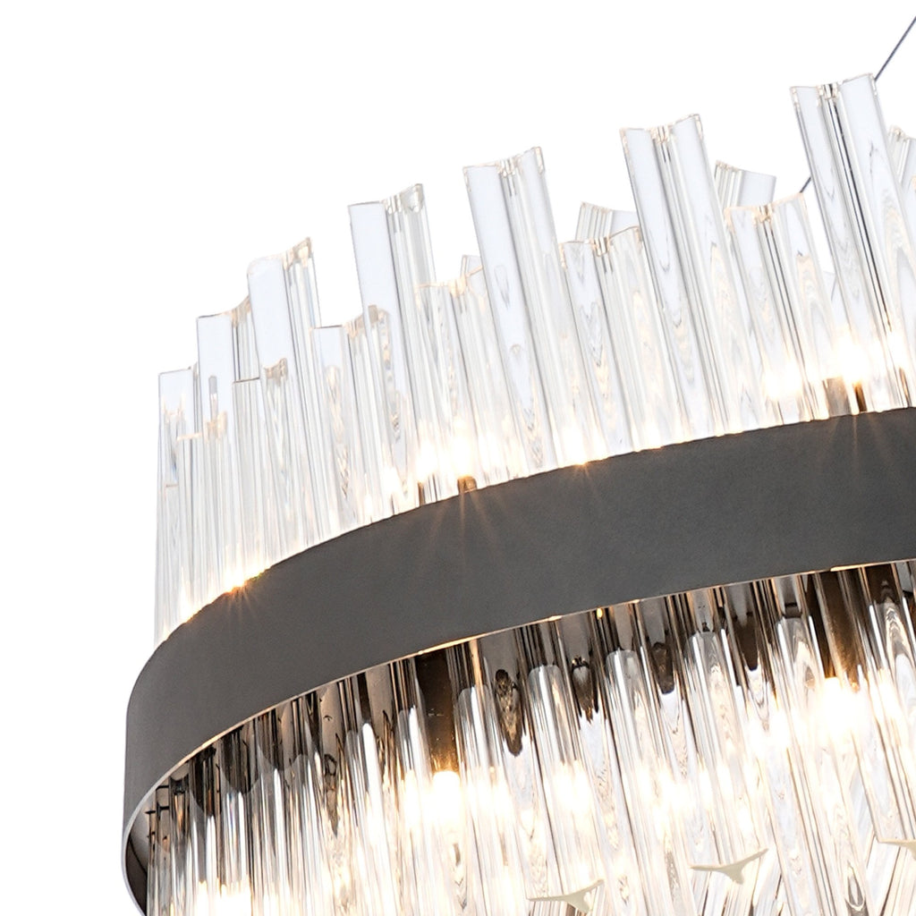 NL9504BL/CL9 Kaffer 32 Light Round Pendant Satin Black Clear