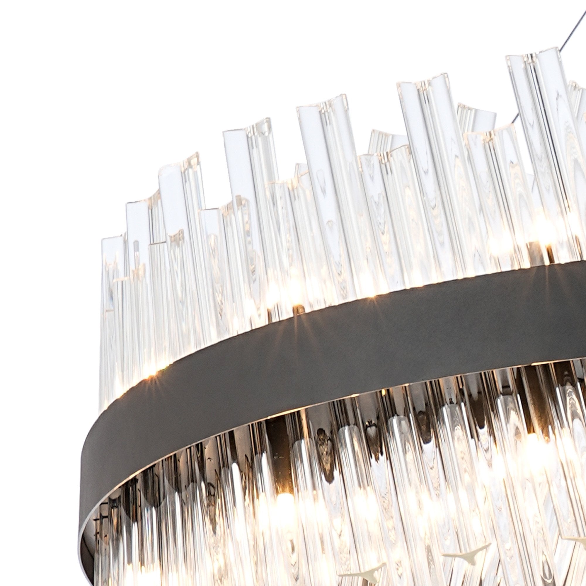 NL9504BL/CL9 Kaffer 32 Light Round Pendant Satin Black Clear