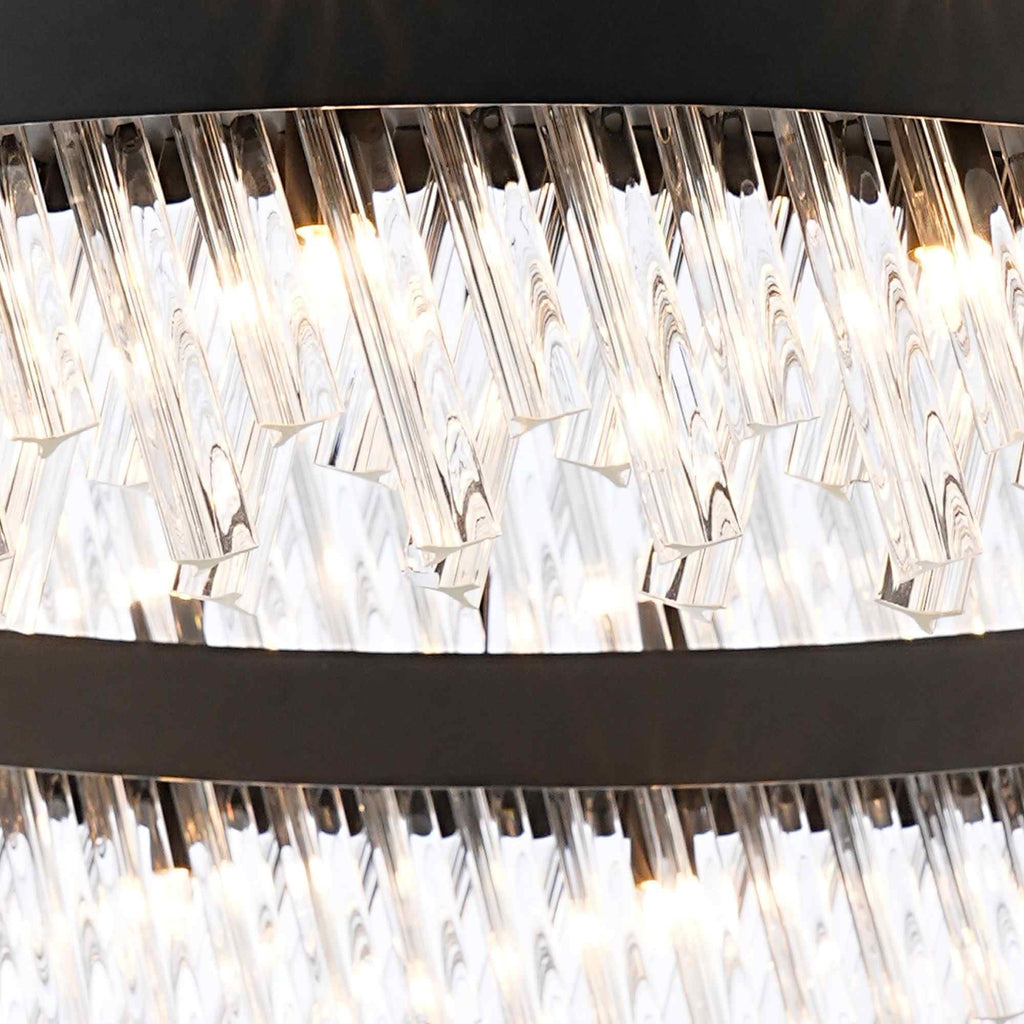 NL9504BL/CL9 Kaffer 32 Light Round Pendant Satin Black Clear