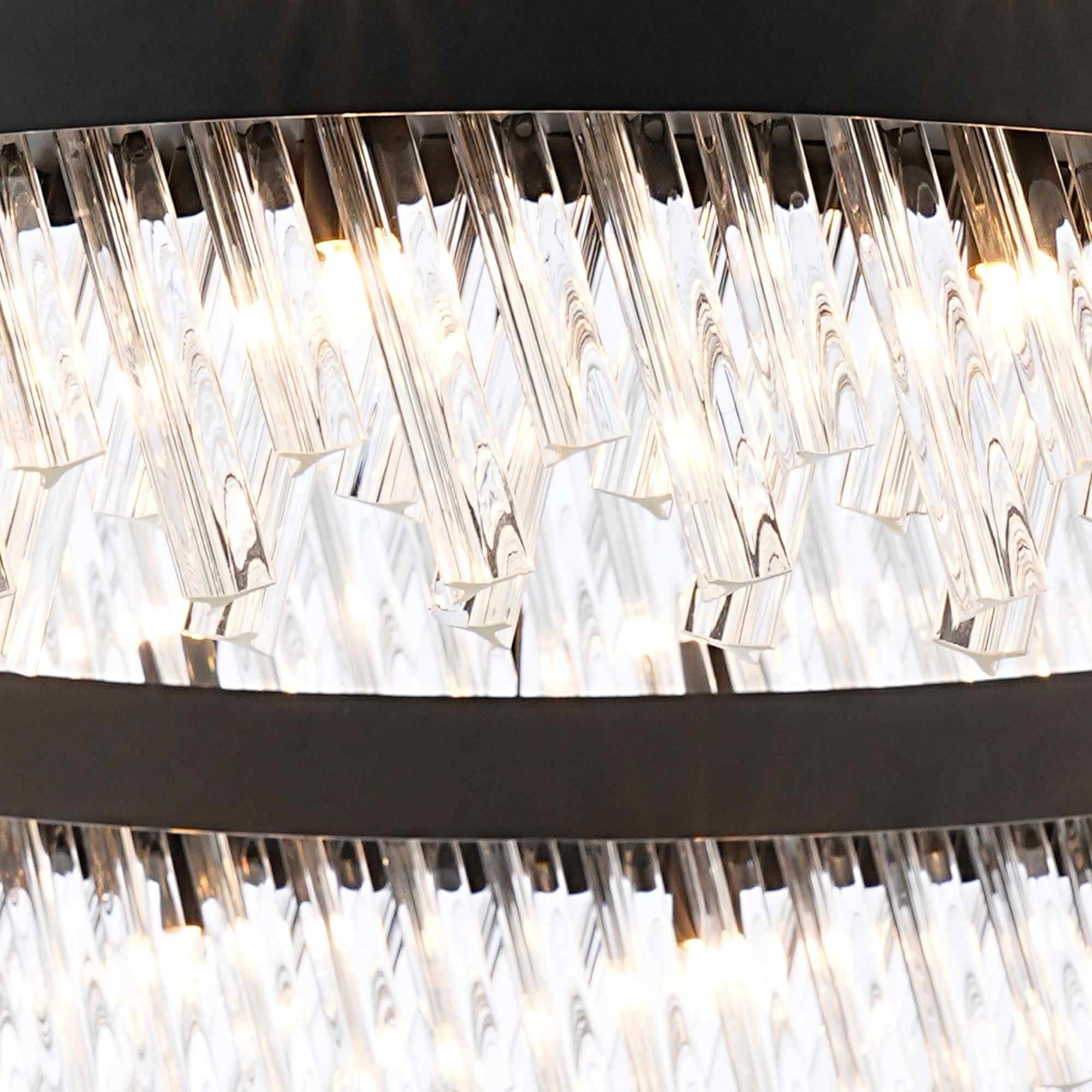 NL9504BL/CL9 Kaffer 32 Light Round Pendant Satin Black Clear