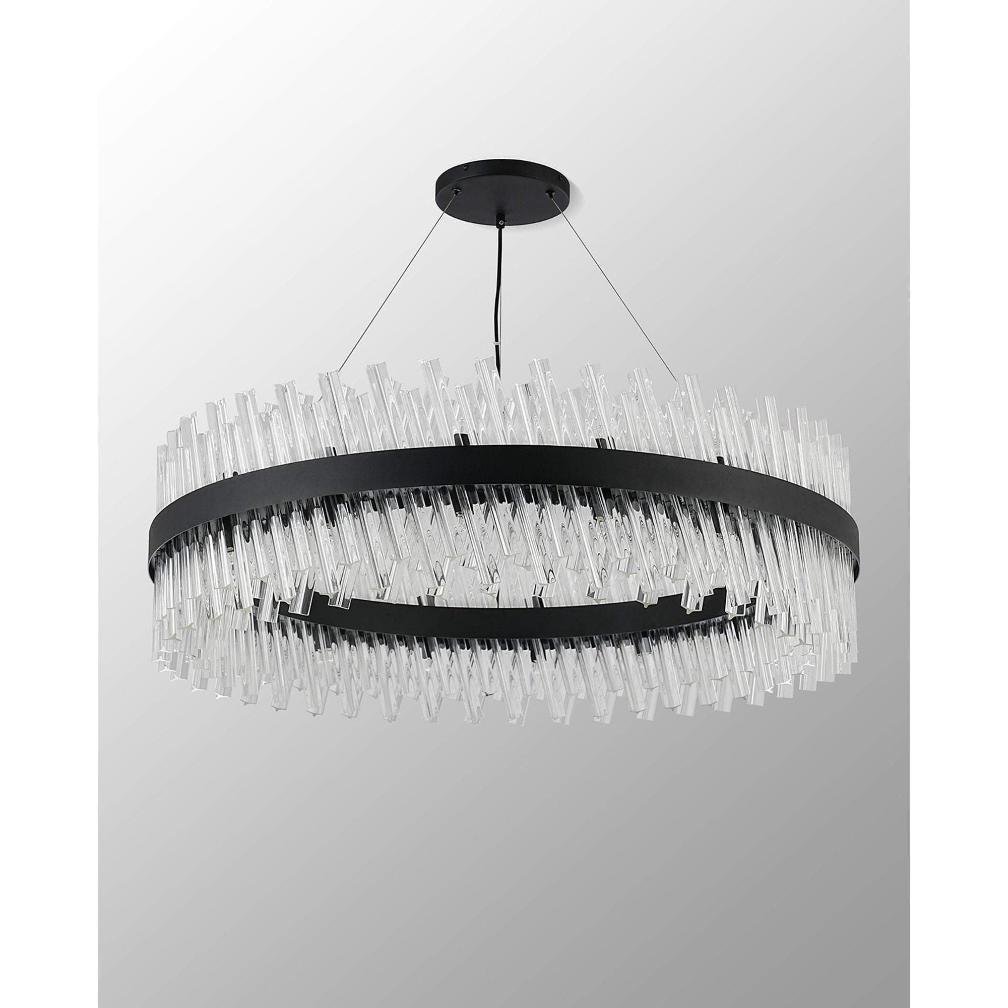 NL9504BL/CL9 Kaffer 32 Light Round Pendant Satin Black Clear