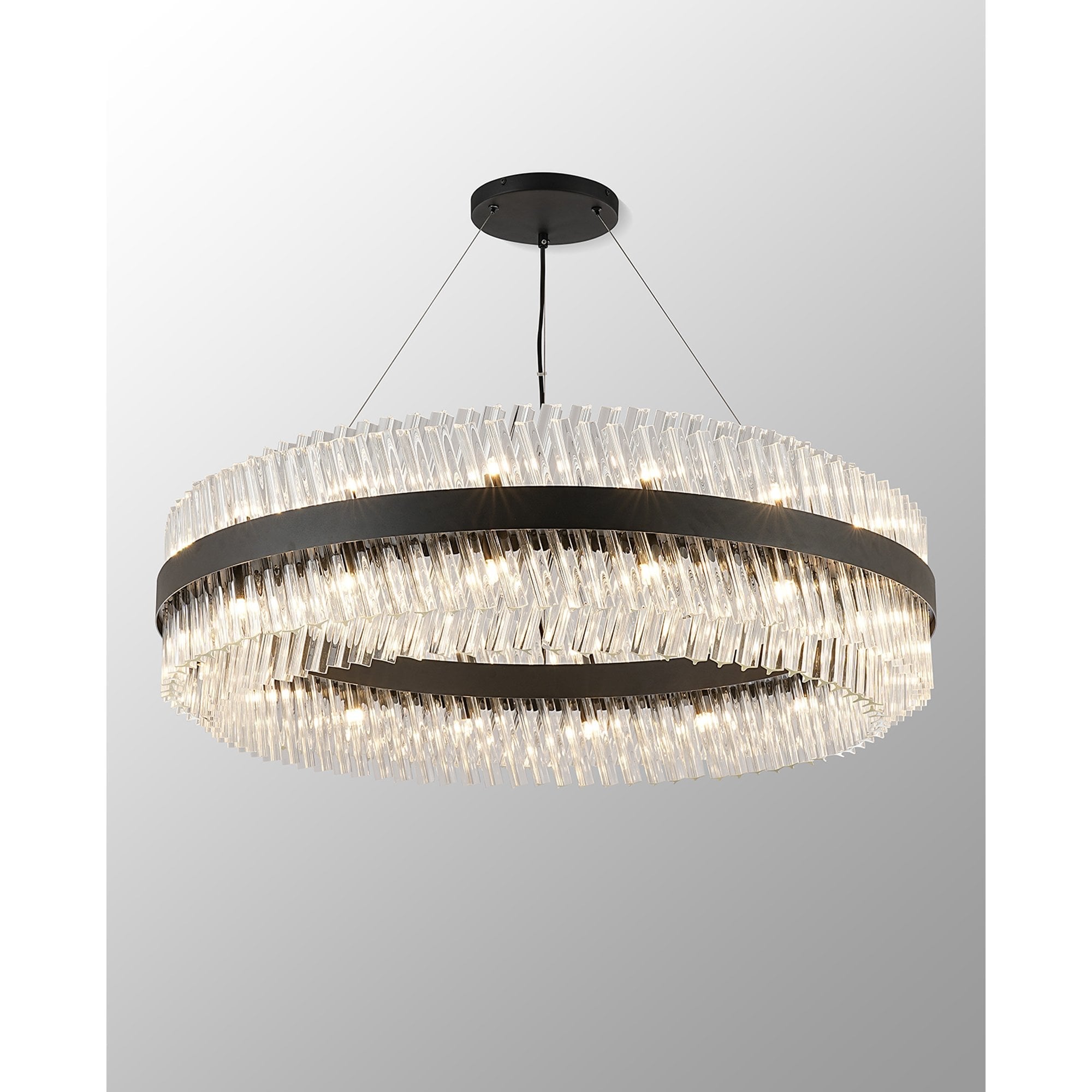 NL9504BL/CL9 Kaffer 32 Light Round Pendant Satin Black Clear