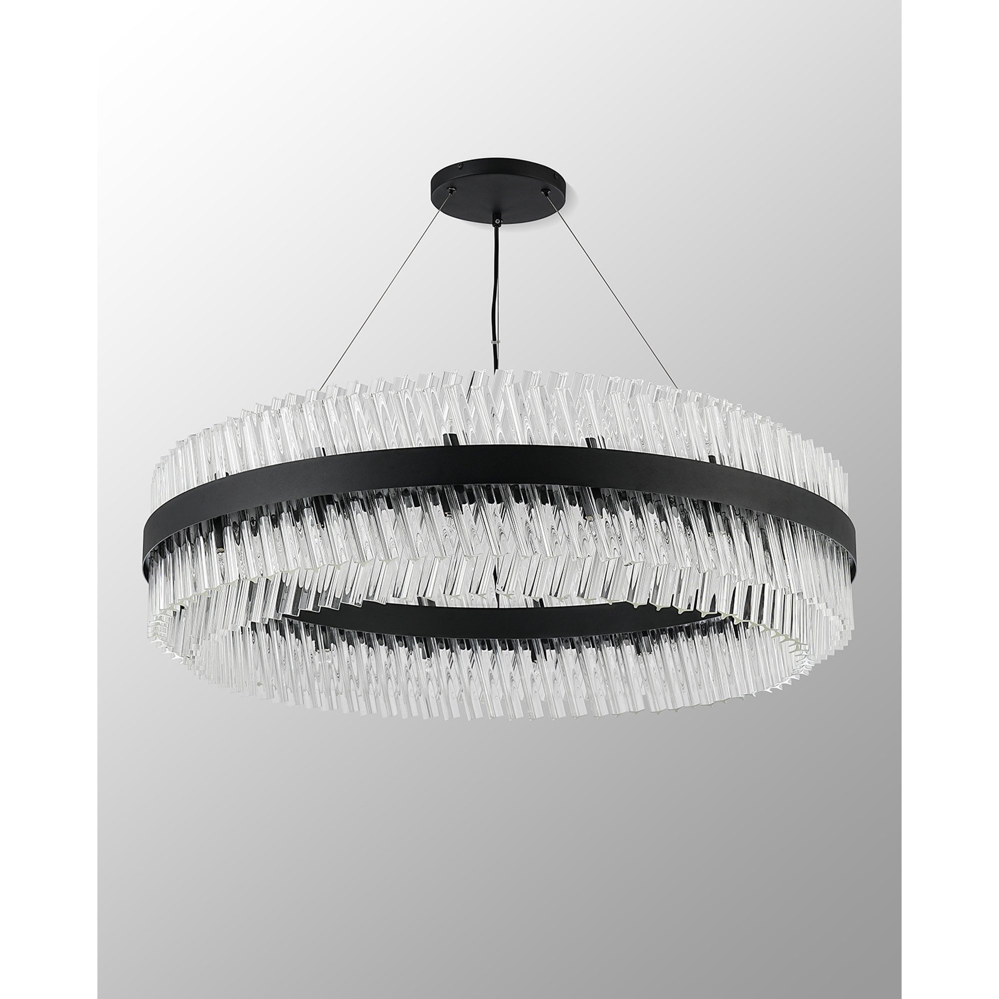 NL9504BL/CL9 Kaffer 32 Light Round Pendant Satin Black Clear