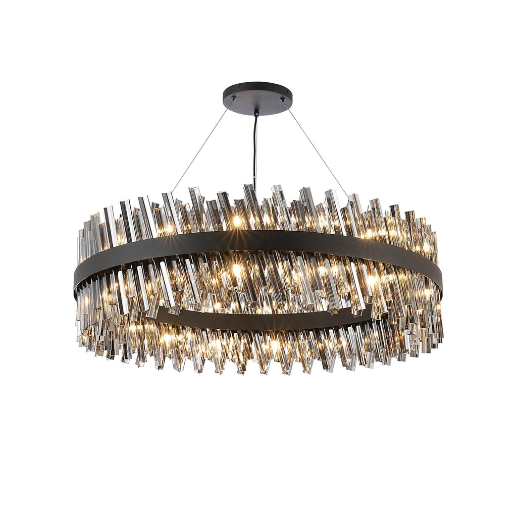 NL9504BL/SM9 Kaffer 32 Light Round Pendant Satin Black Smoke