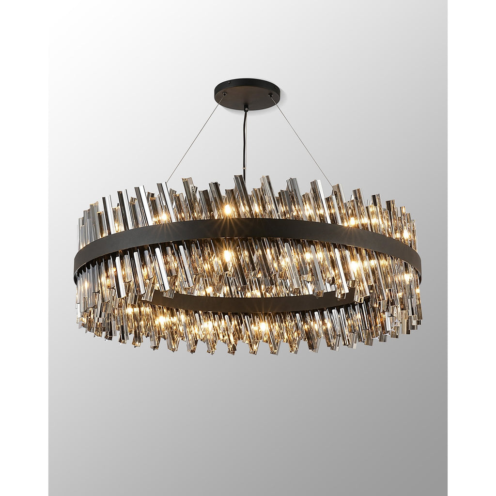 NL9504BL/SM9 Kaffer 32 Light Round Pendant Satin Black Smoke