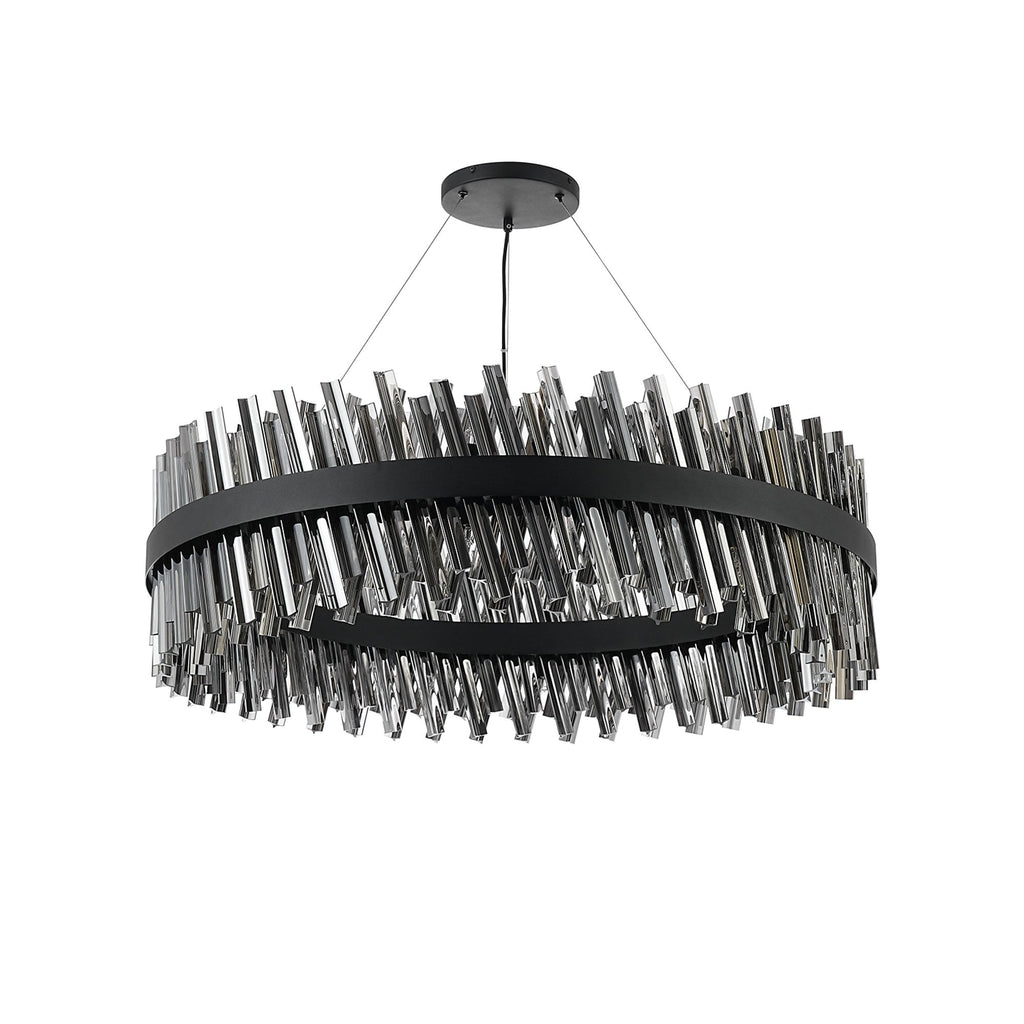 NL9504BL/SM9 Kaffer 32 Light Round Pendant Satin Black Smoke