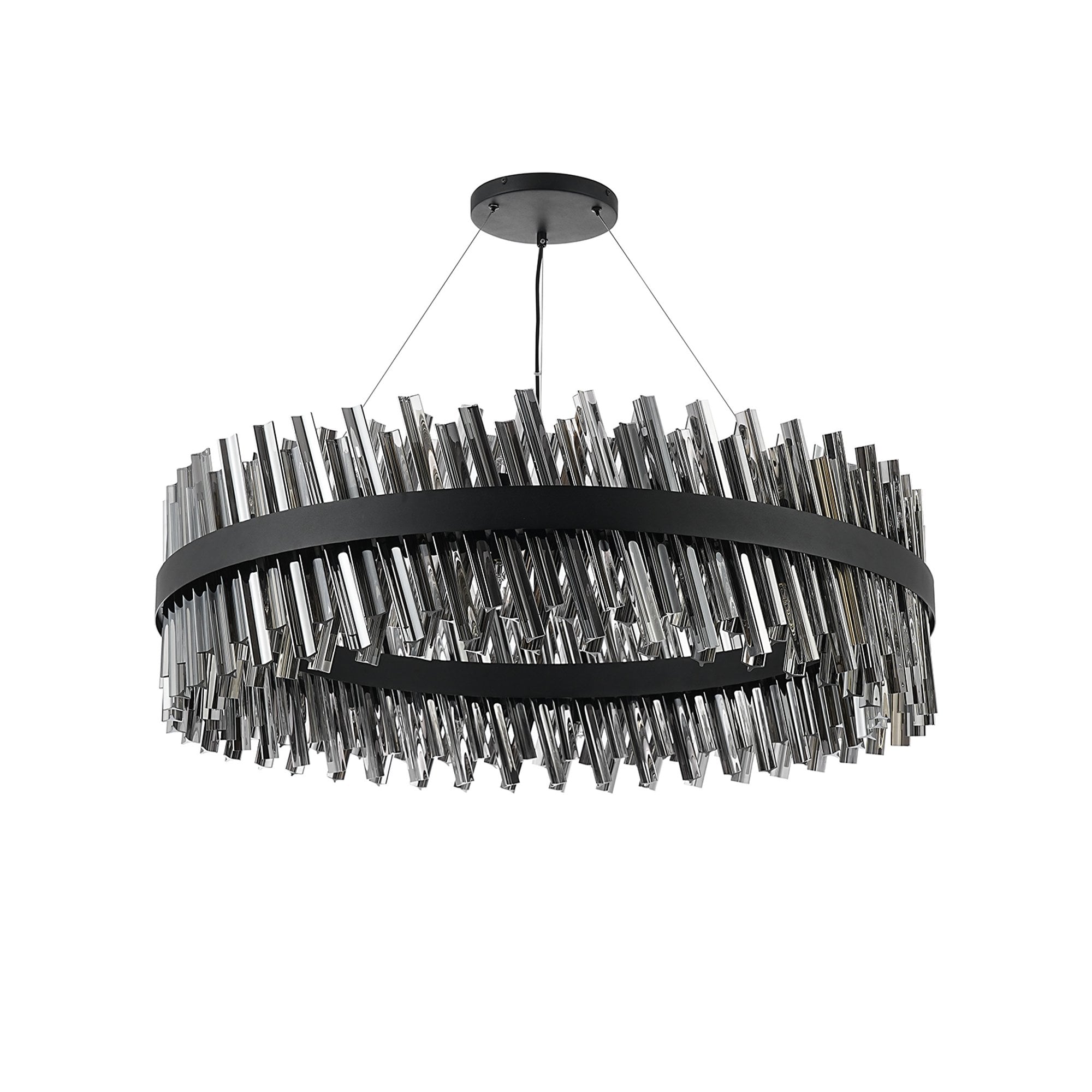 NL9504BL/SM9 Kaffer 32 Light Round Pendant Satin Black Smoke
