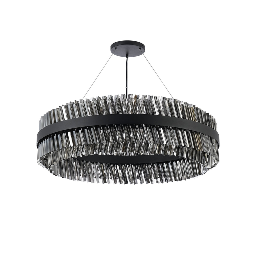 NL9504BL/SM9 Kaffer 32 Light Round Pendant Satin Black Smoke