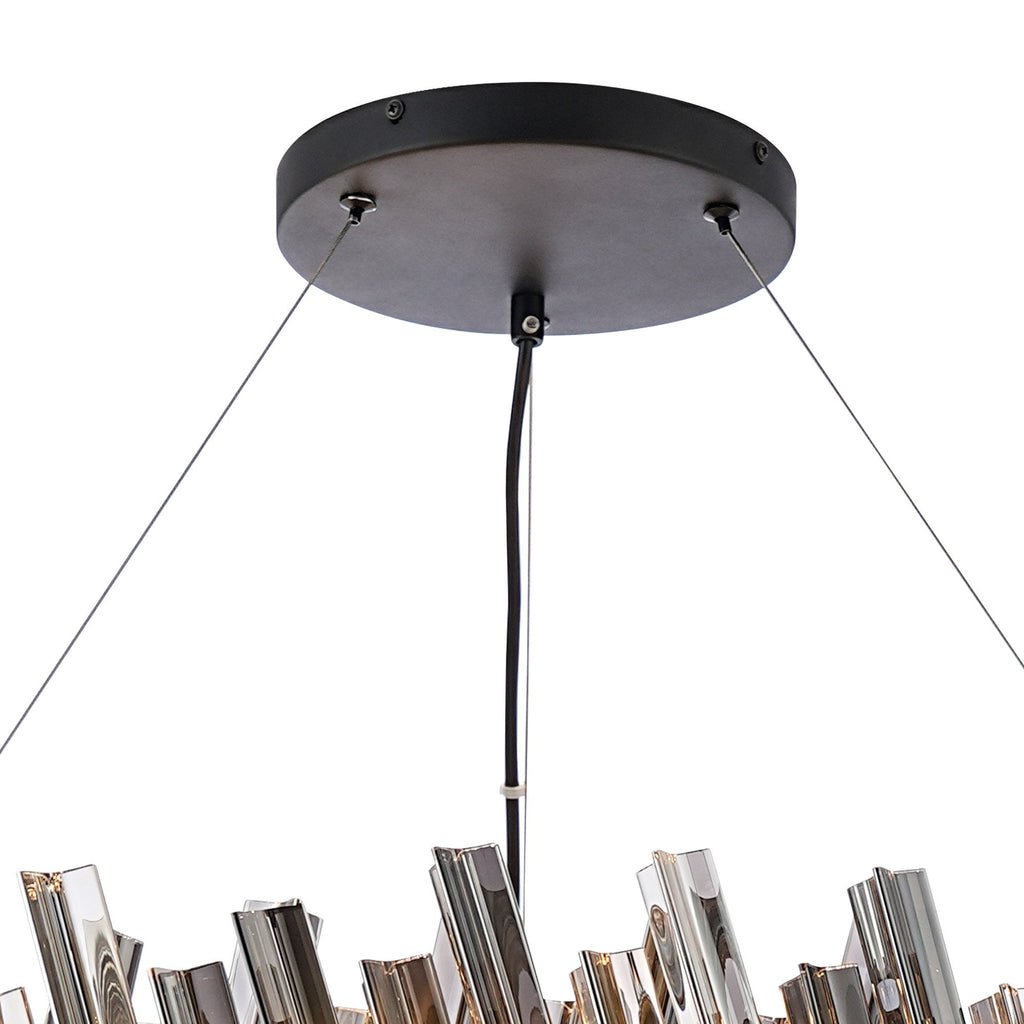 NL9504BL/SM9 Kaffer 32 Light Round Pendant Satin Black Smoke