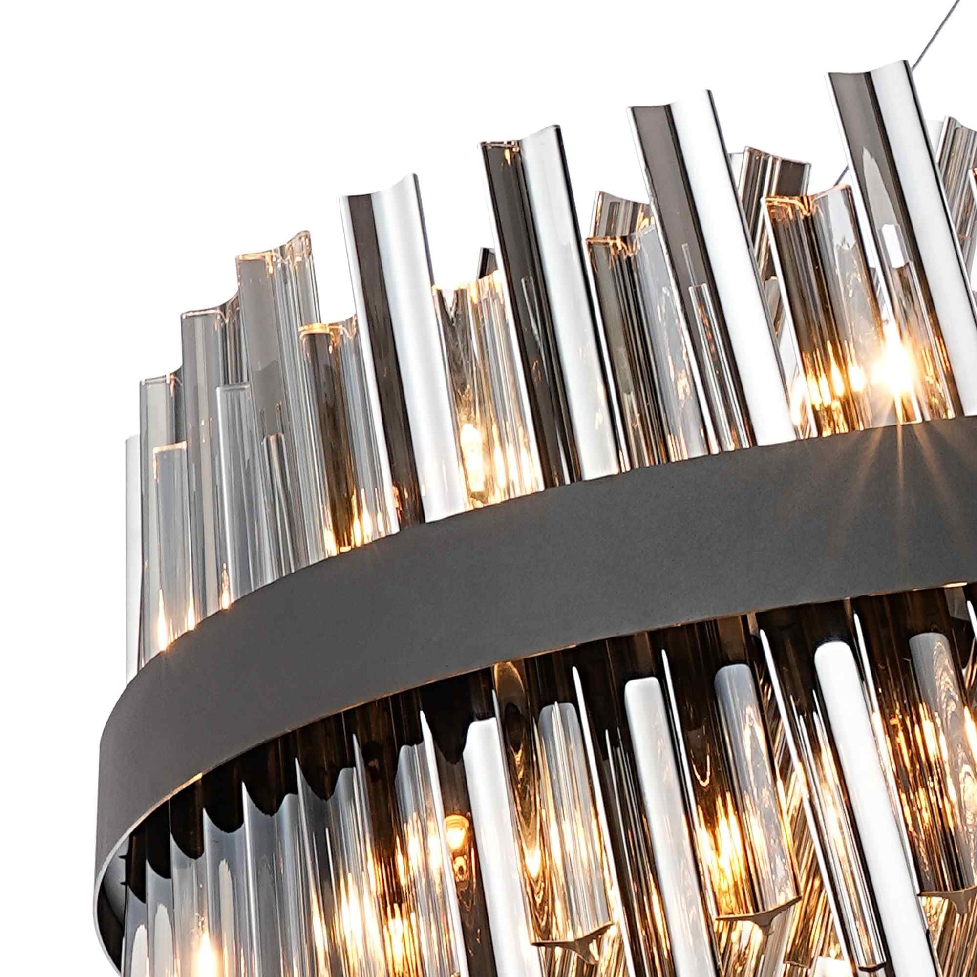 NL9504BL/SM9 Kaffer 32 Light Round Pendant Satin Black Smoke