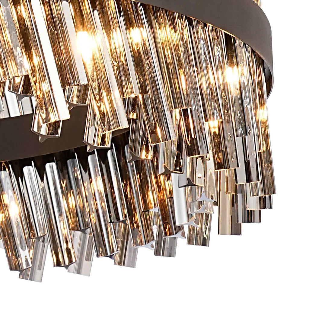 NL9504BL/SM9 Kaffer 32 Light Round Pendant Satin Black Smoke