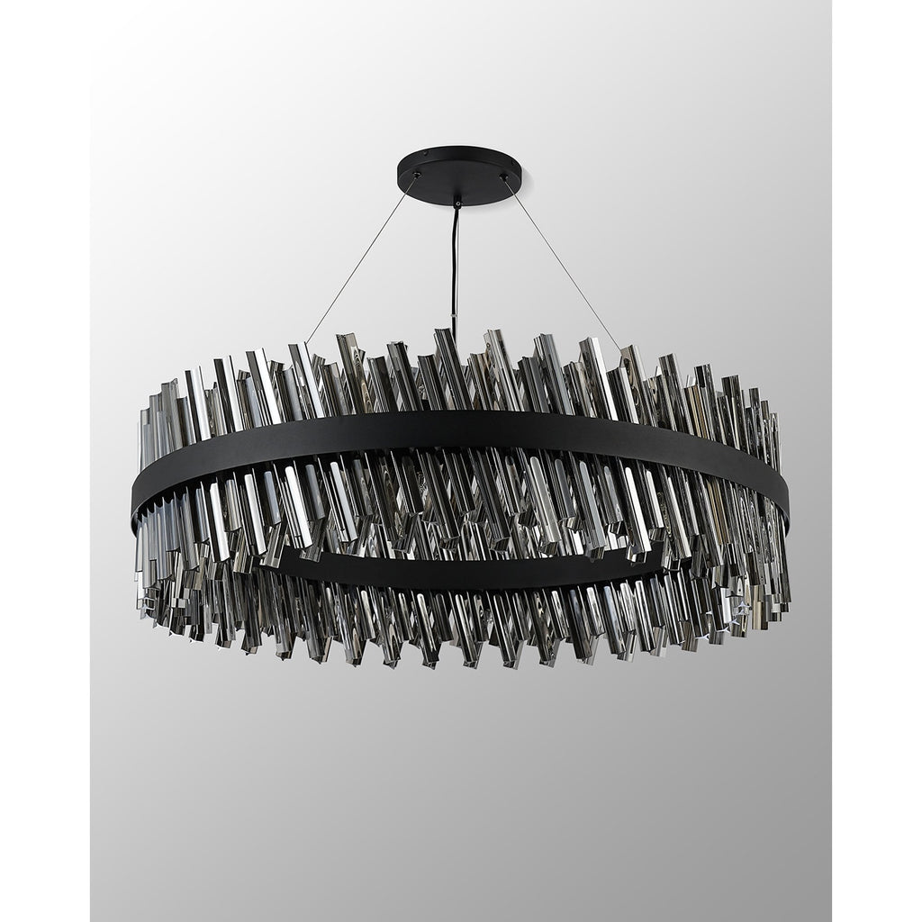 NL9504BL/SM9 Kaffer 32 Light Round Pendant Satin Black Smoke