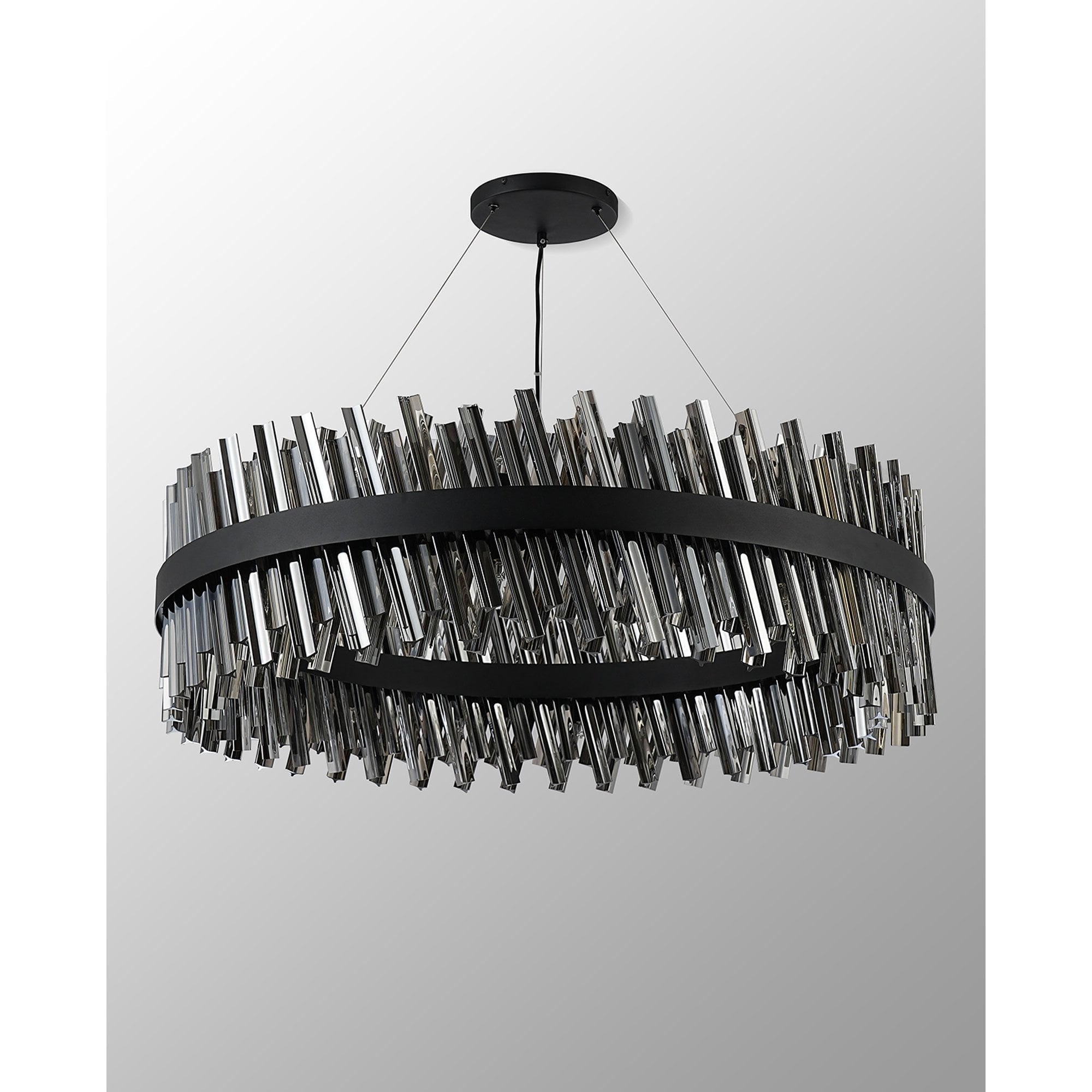 NL9504BL/SM9 Kaffer 32 Light Round Pendant Satin Black Smoke