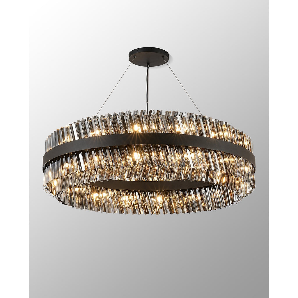 NL9504BL/SM9 Kaffer 32 Light Round Pendant Satin Black Smoke