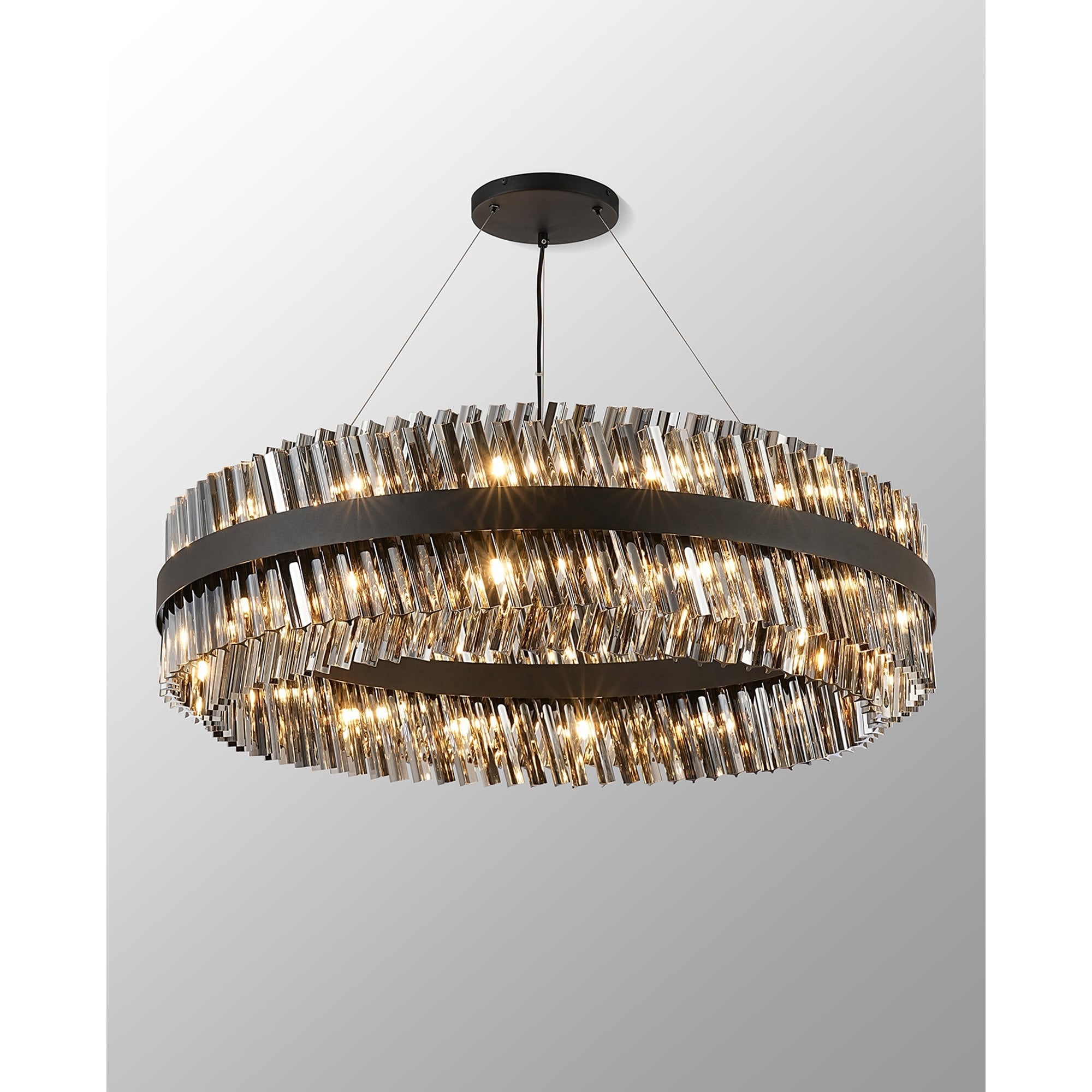 NL9504BL/SM9 Kaffer 32 Light Round Pendant Satin Black Smoke