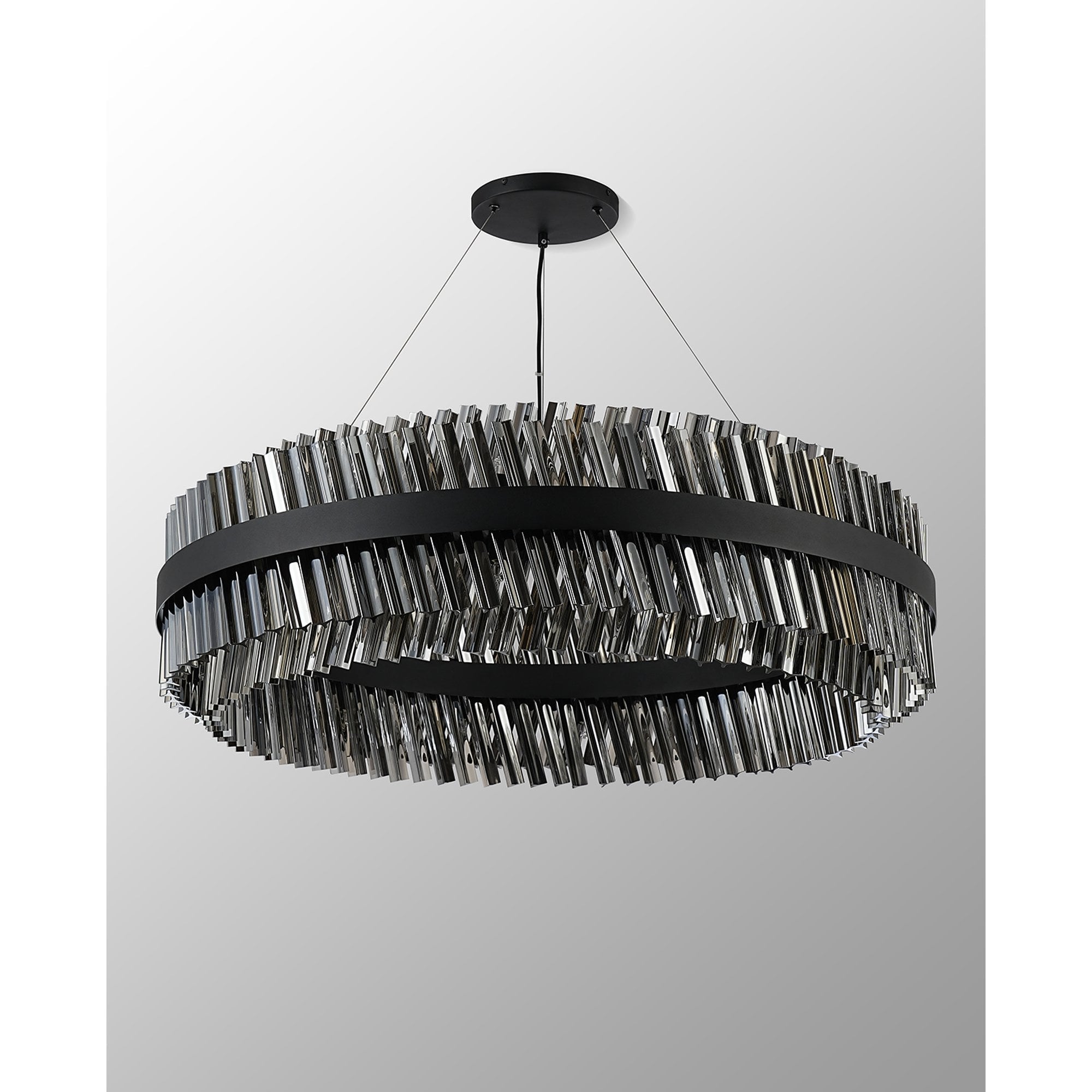NL9504BL/SM9 Kaffer 32 Light Round Pendant Satin Black Smoke