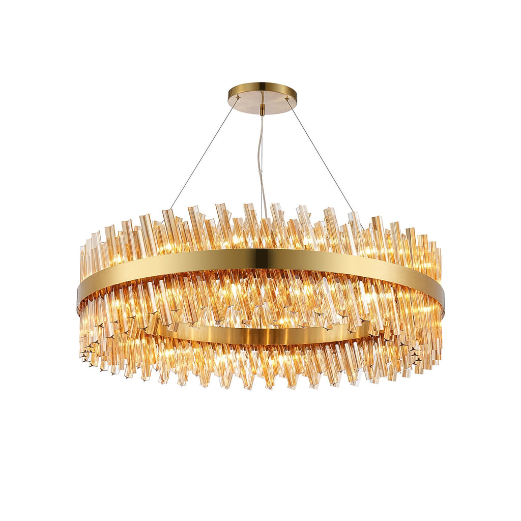 NL9504BR/AM9 Kaffer 32 Light Round Pendant Brass Amber