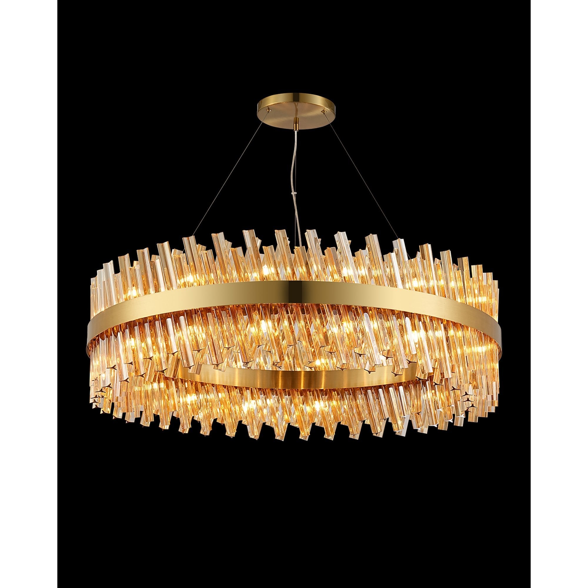 NL9504BR/AM9 Kaffer 32 Light Round Pendant Brass Amber