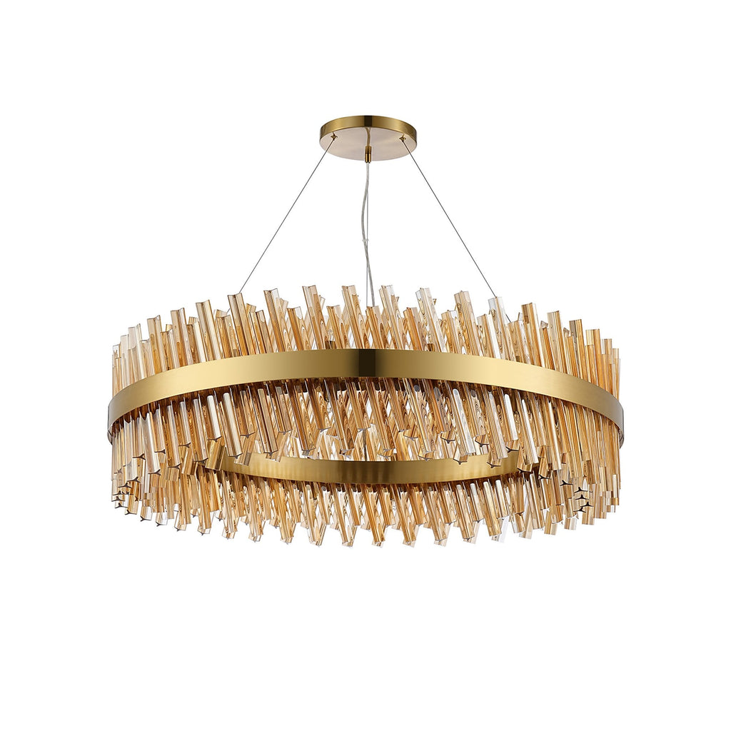 NL9504BR/AM9 Kaffer 32 Light Round Pendant Brass Amber