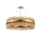 NL9504BR/AM9 Kaffer 32 Light Round Pendant Brass Amber
