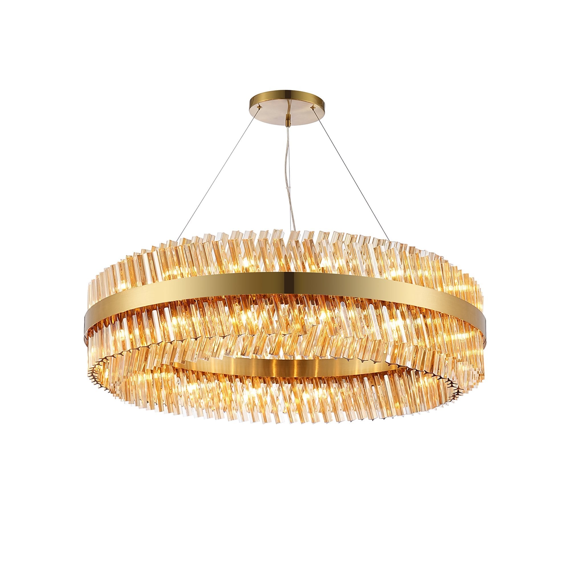 NL9504BR/AM9 Kaffer 32 Light Round Pendant Brass Amber
