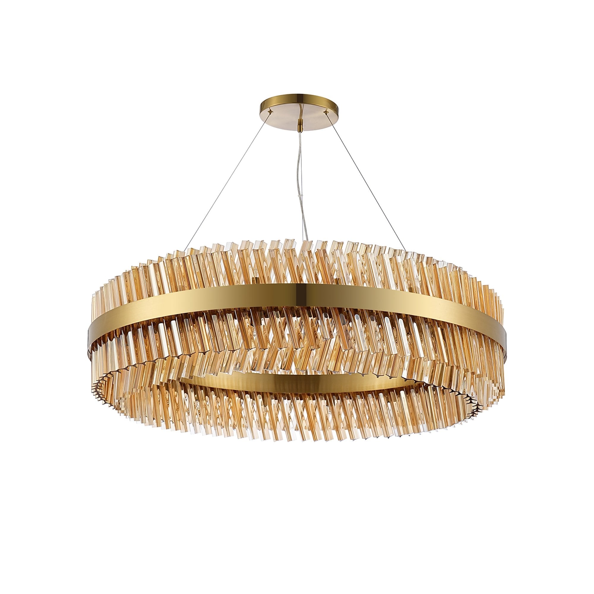 NL9504BR/AM9 Kaffer 32 Light Round Pendant Brass Amber