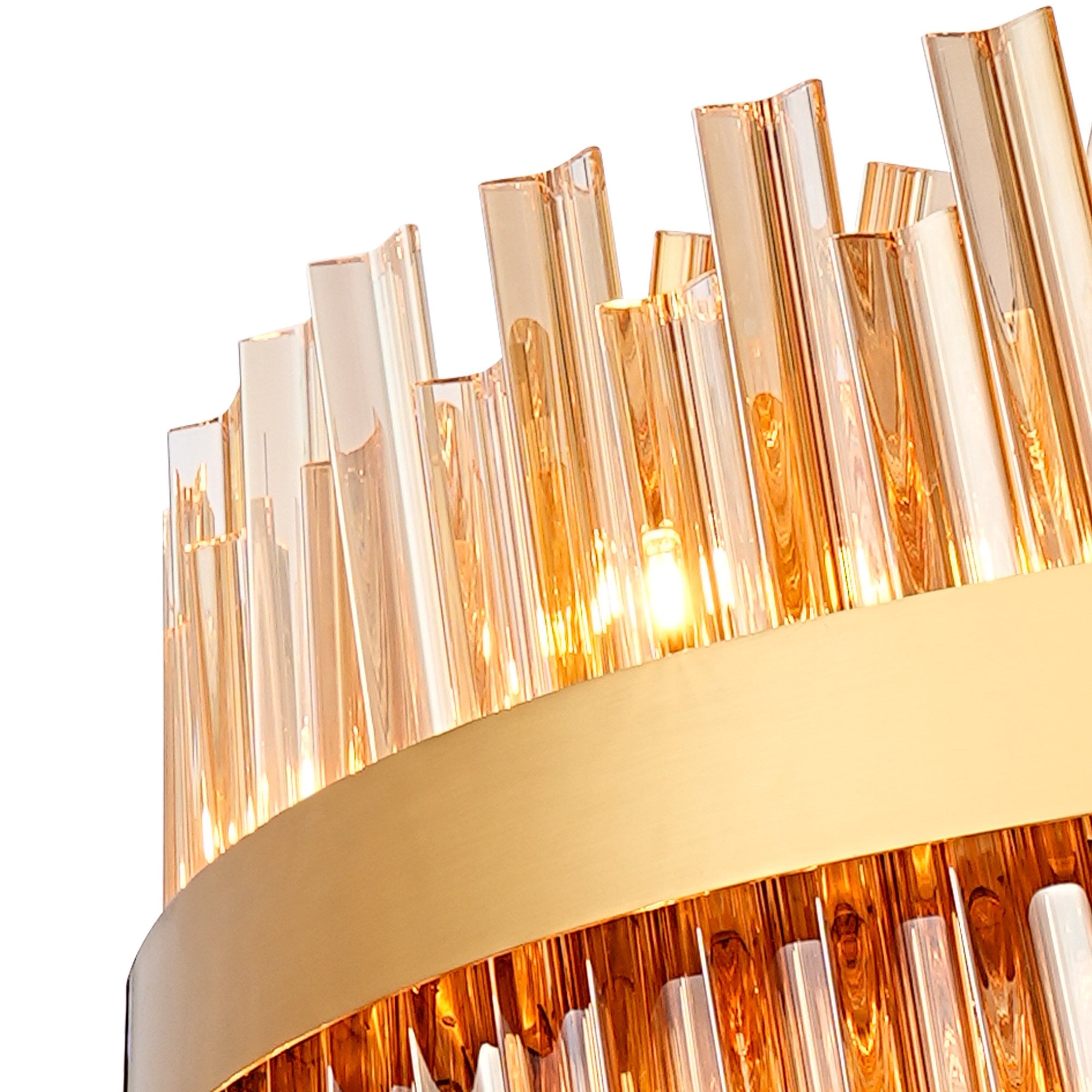 NL9504BR/AM9 Kaffer 32 Light Round Pendant Brass Amber