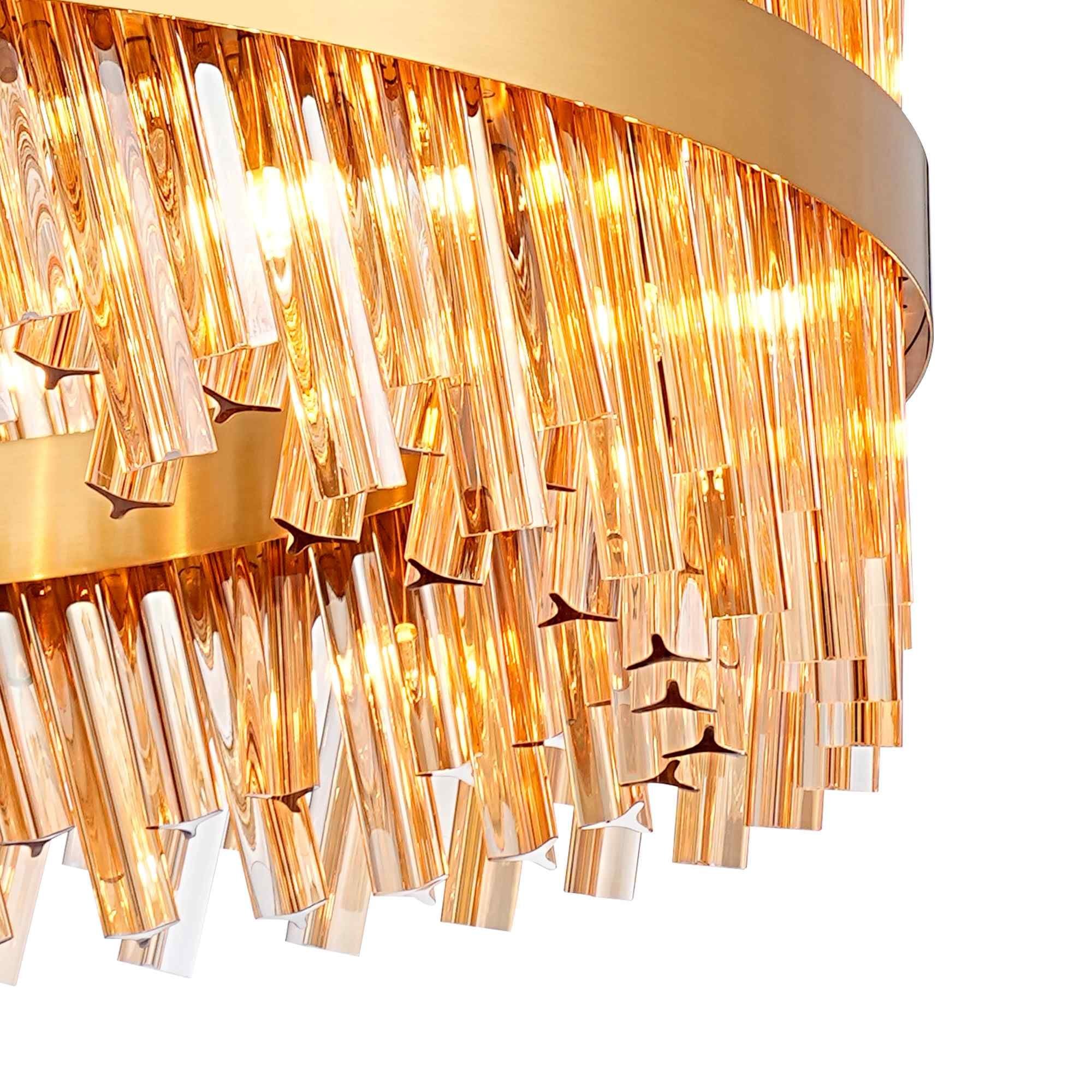 NL9504BR/AM9 Kaffer 32 Light Round Pendant Brass Amber