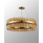 NL9504BR/AM9 Kaffer 32 Light Round Pendant Brass Amber