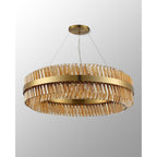 NL9504BR/AM9 Kaffer 32 Light Round Pendant Brass Amber