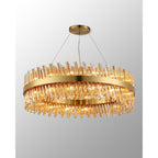 NL9504BR/AM9 Kaffer 32 Light Round Pendant Brass Amber