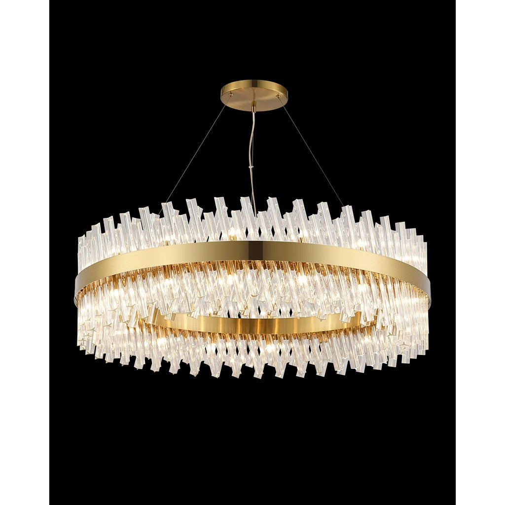 NL9504BR/CL9 Kaffer 32 Light Round Pendant Brass Clear