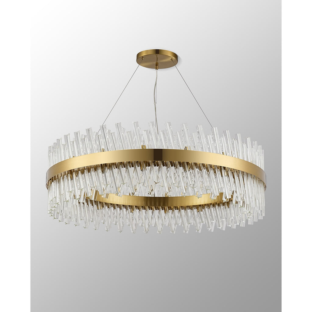 NL9504BR/CL9 Kaffer 32 Light Round Pendant Brass Clear