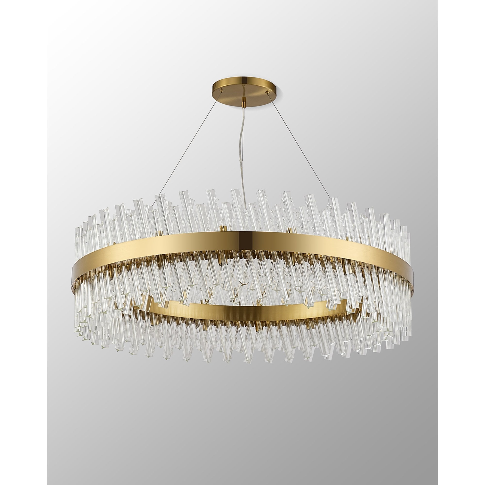 NL9504BR/CL9 Kaffer 32 Light Round Pendant Brass Clear