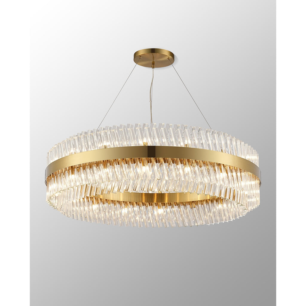 NL9504BR/CL9 Kaffer 32 Light Round Pendant Brass Clear