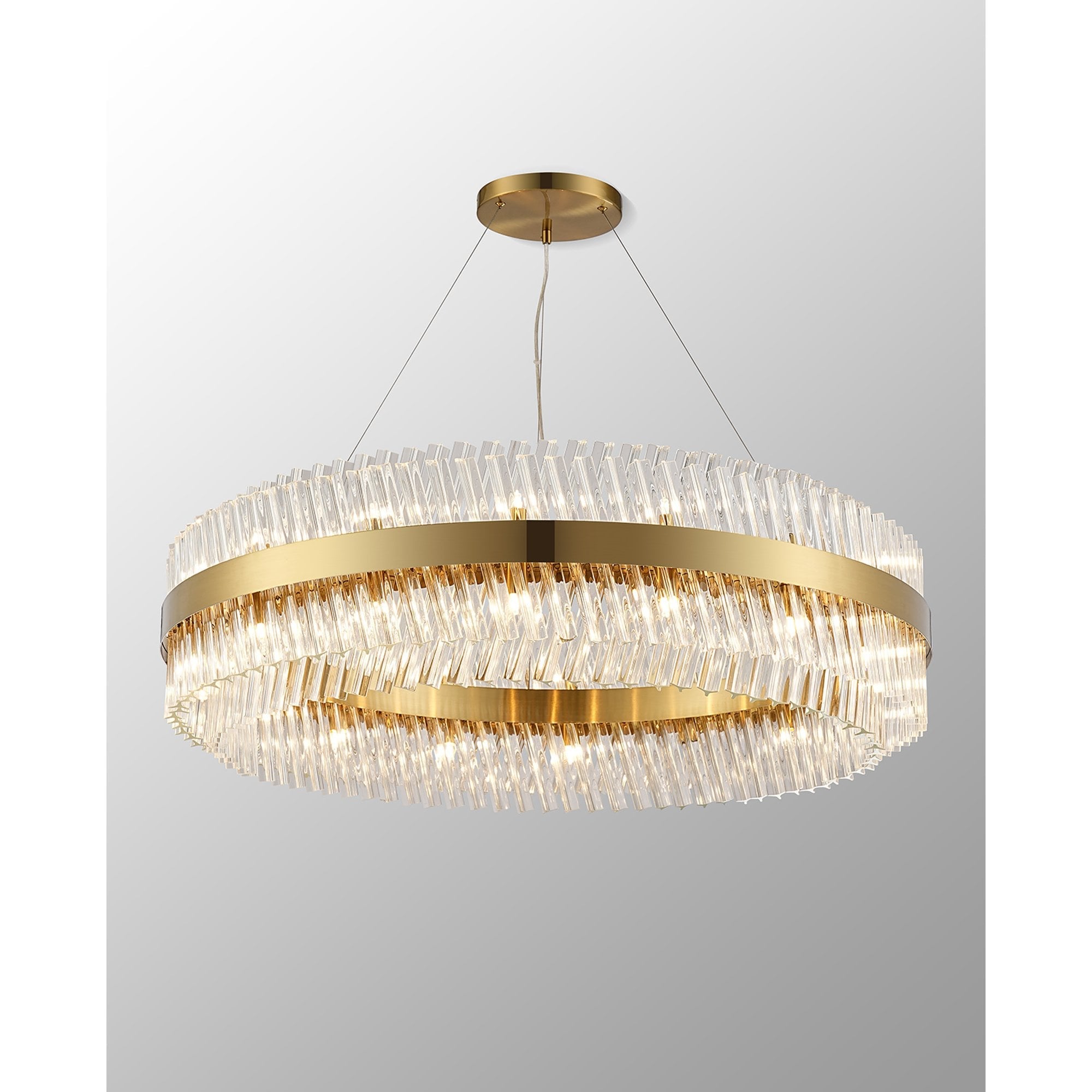 NL9504BR/CL9 Kaffer 32 Light Round Pendant Brass Clear