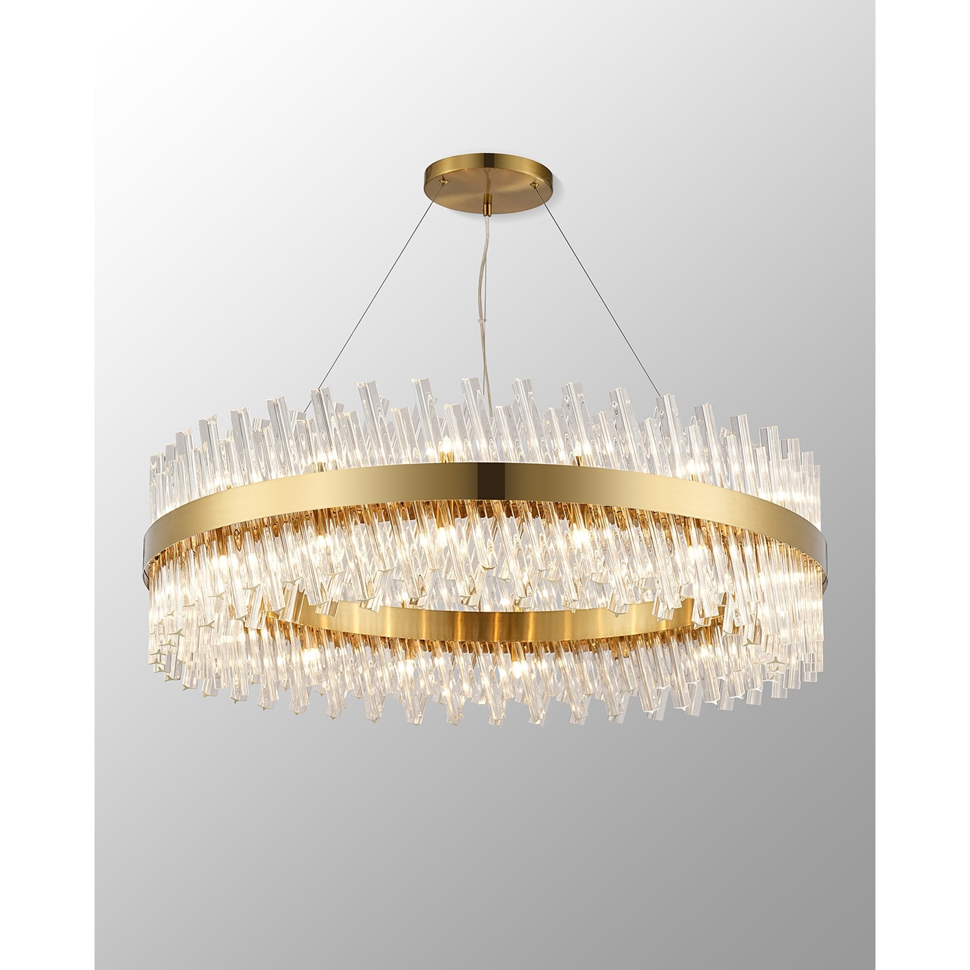 NL9504BR/CL9 Kaffer 32 Light Round Pendant Brass Clear