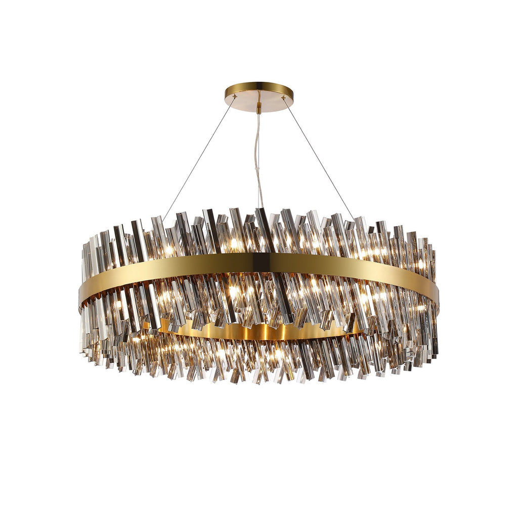 NL9504BR/SM9 Kaffer 32 Light Round Pendant Brass Smoke