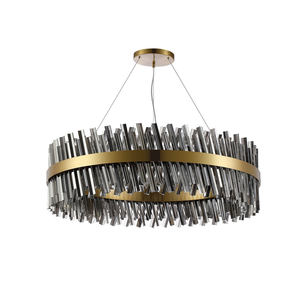 NL9504BR/SM9 Kaffer 32 Light Round Pendant Brass Smoke
